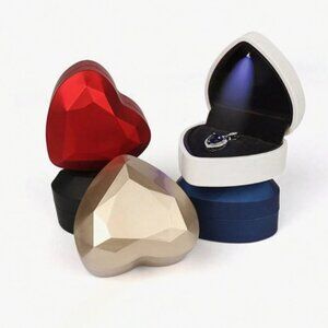 Jewelry Ring Gift Box Led Lighted Heart Gift Display Box Gold Red or Blue